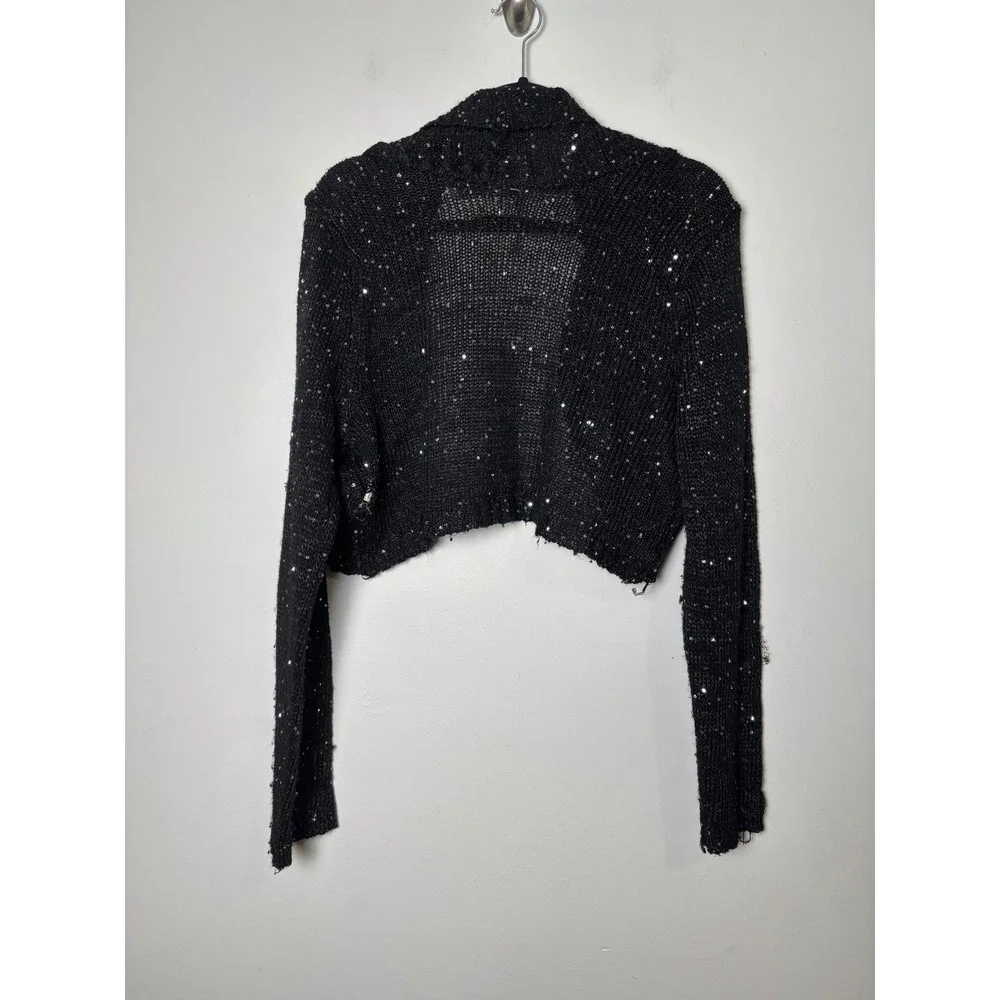 Derek Heart Plus Cropped Cardigan Shrug Sweater 3X Whimsigoth Sequin‎ Dressy